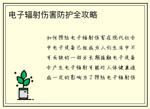 电子辐射伤害防护全攻略